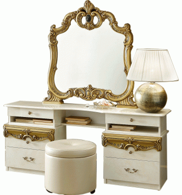 Bedroom Furniture Dressers and Chests Barocco Ivory/Gold Vanity Dresser